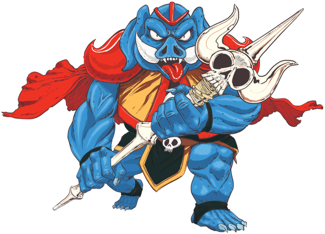 Blue Demon Warrior Artwork PNG