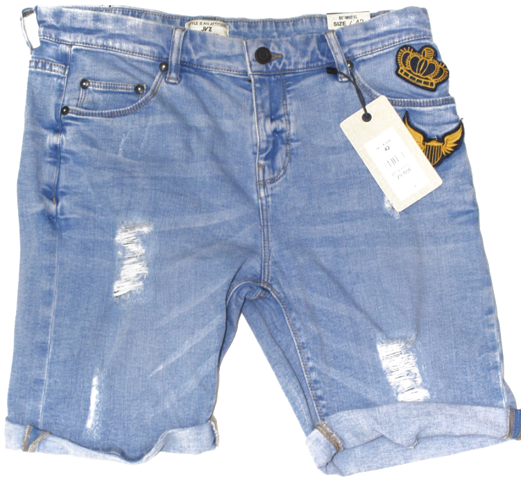 Blue Denim Bermuda Shorts With Tags PNG