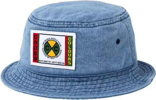 Blue Denim Bucket Hatwith Logo Patch PNG