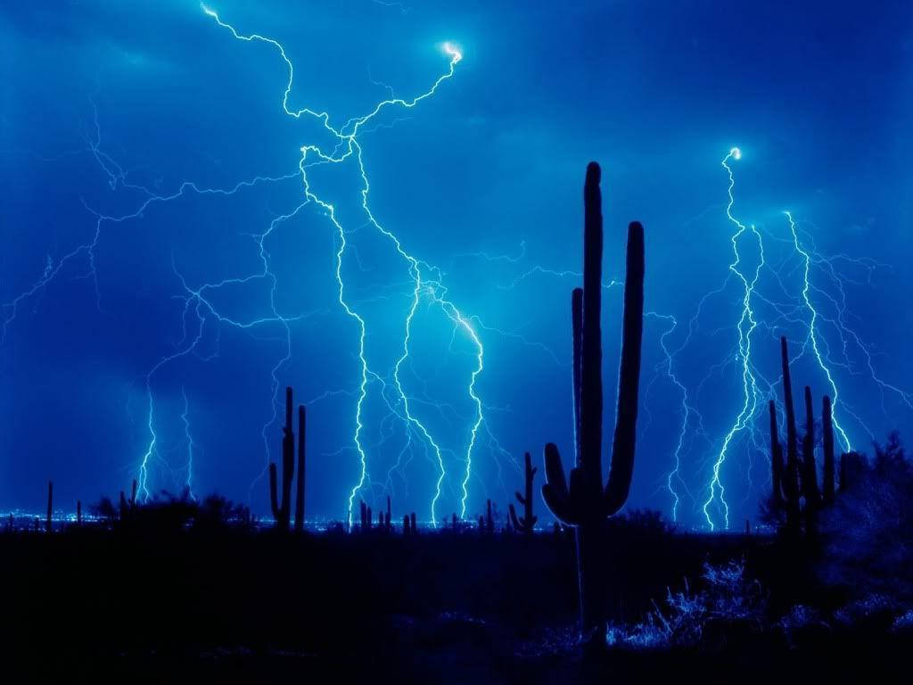 Blue Desert Thunderstorm Wallpaper