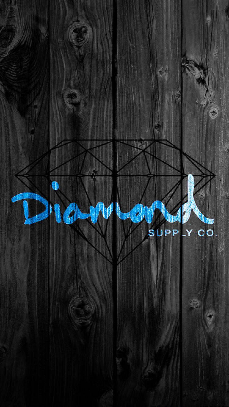 Blå Diamond Supply Co I Træ Wallpaper
