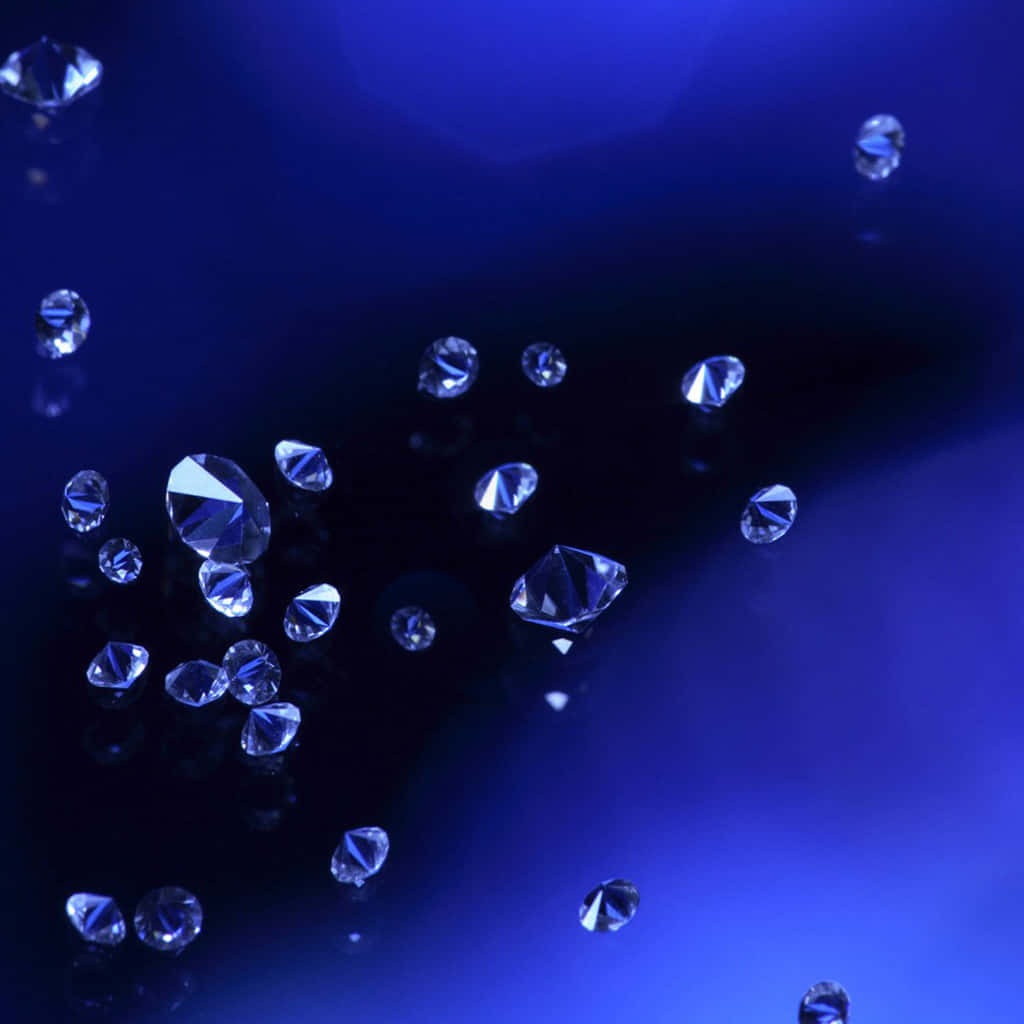 Enblå Bakgrund Med Diamanter Som Flyter I Den