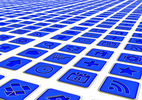 Blue Digital Icons Pattern PNG
