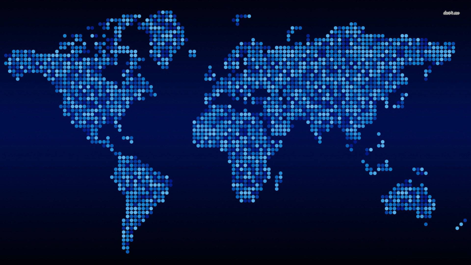 Blue Digital Screen World Map
