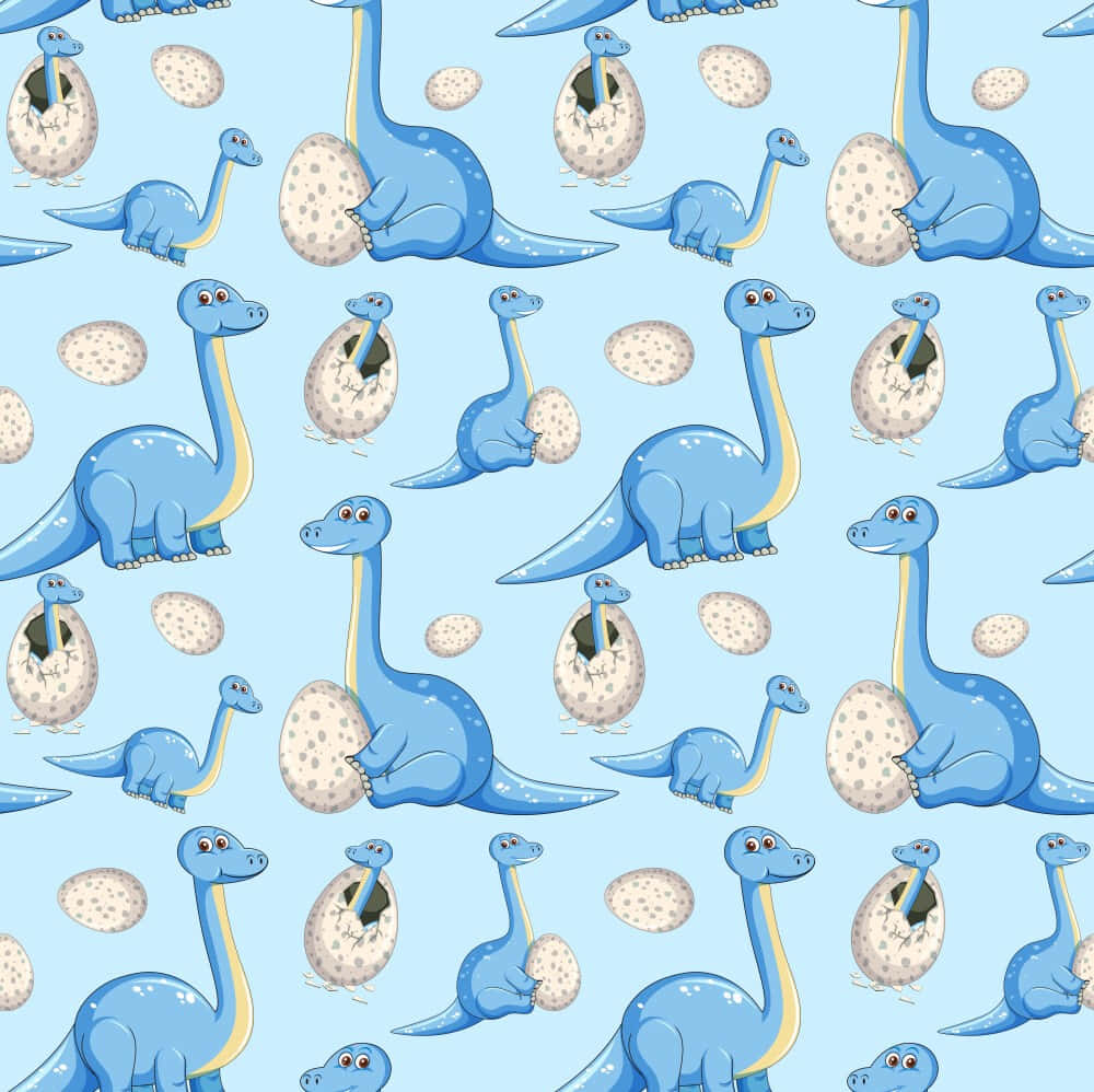 Blue Dinosaur Pattern Background Wallpaper