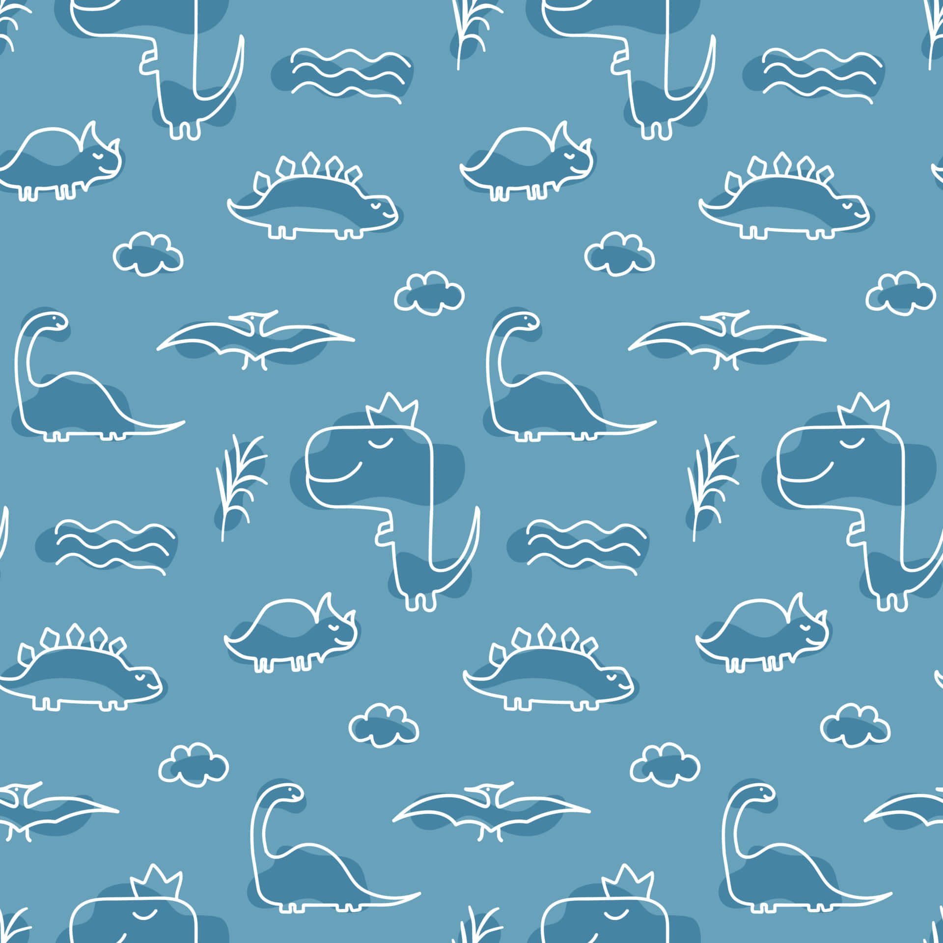 Blue Dinosaur Pattern Background Wallpaper