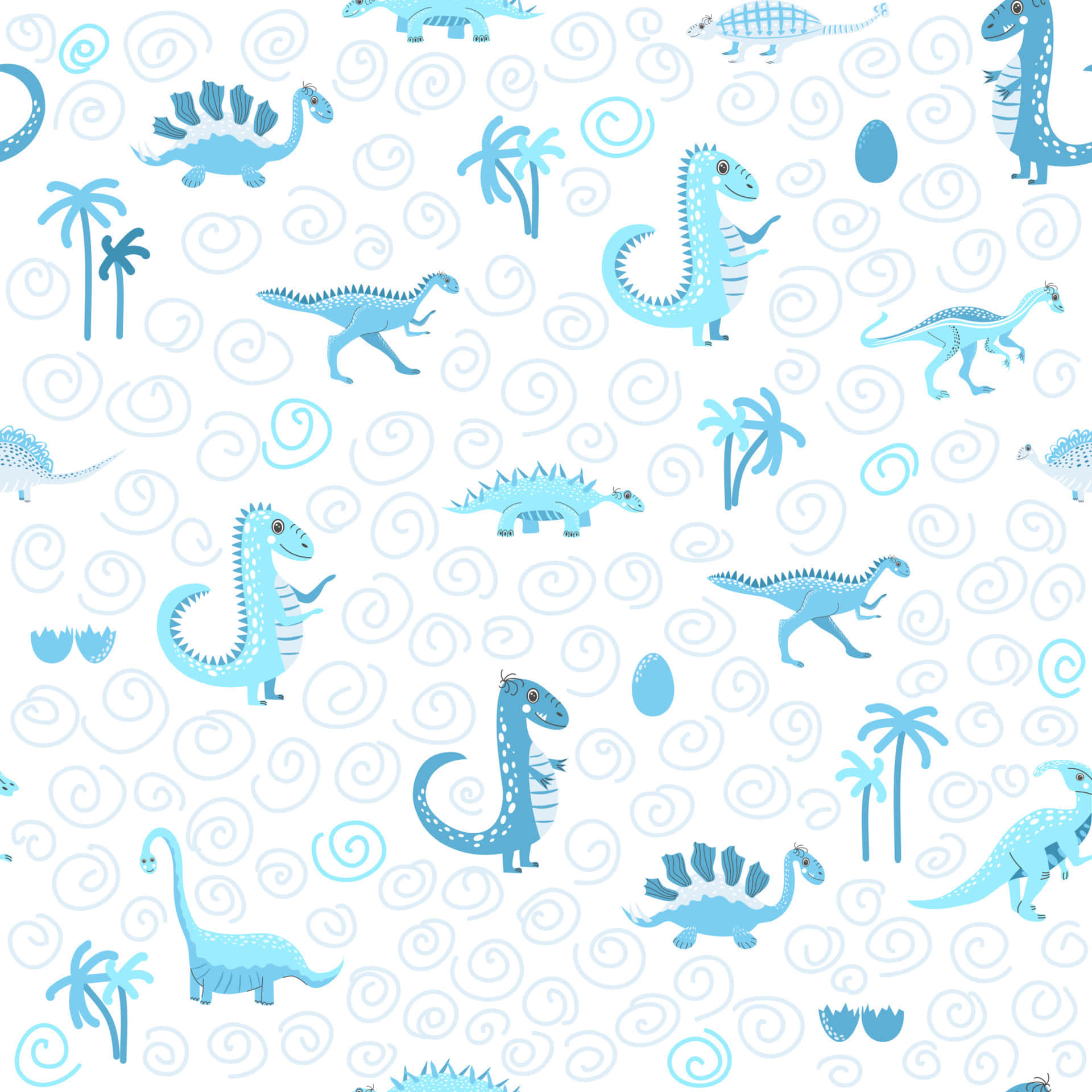 Blue_ Dinosaur_ Pattern_ Background Wallpaper