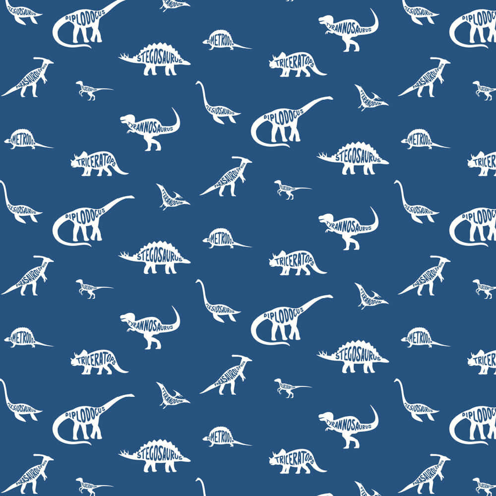 Blue Dinosaur Pattern Background Wallpaper