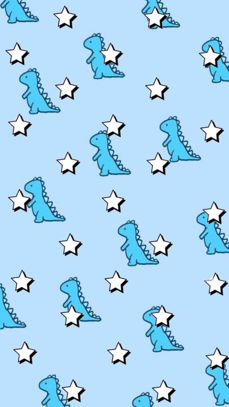 Blue Dinosaur Pattern Wallpaper Wallpaper