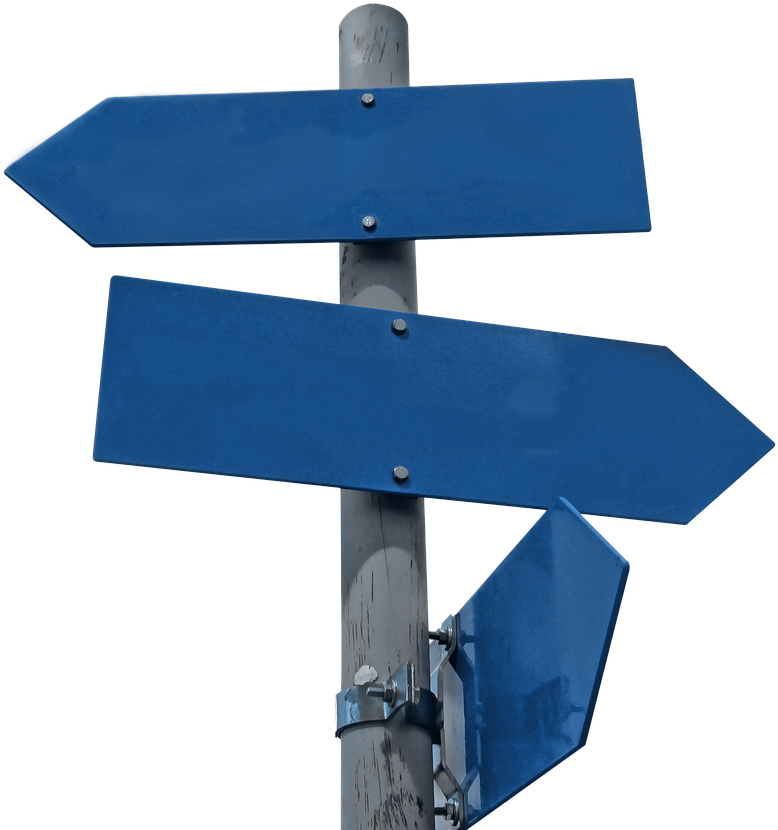 Blue Directional Arrows Signpost PNG