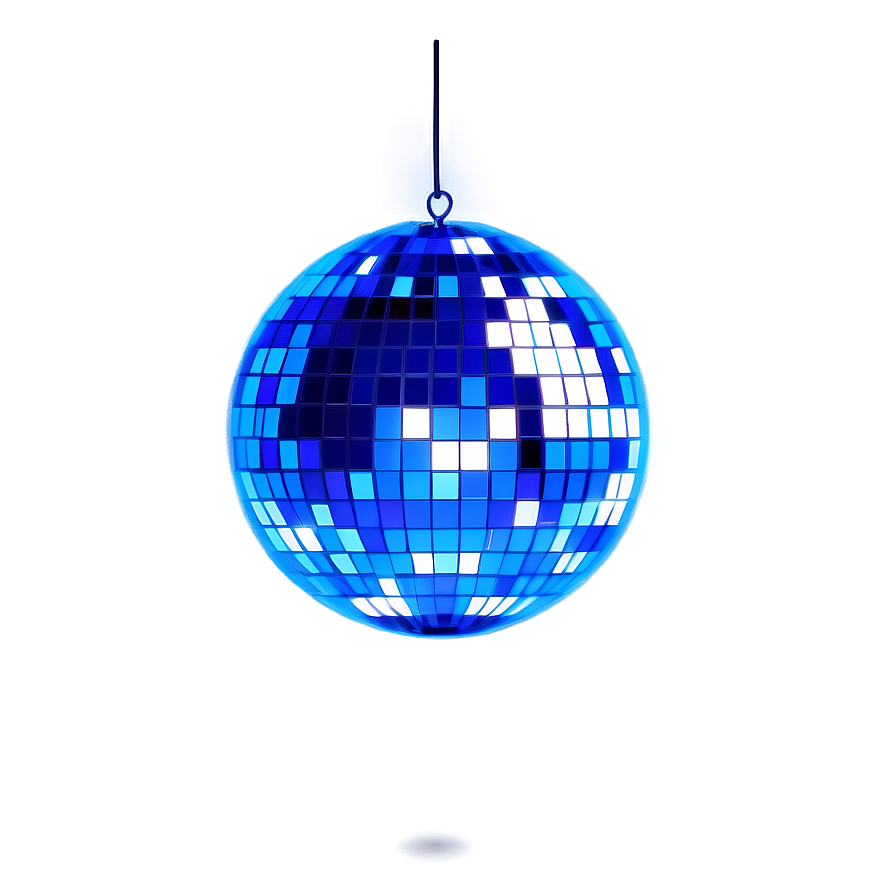 Blue Disco Ball Suspended Against Gray Background PNG