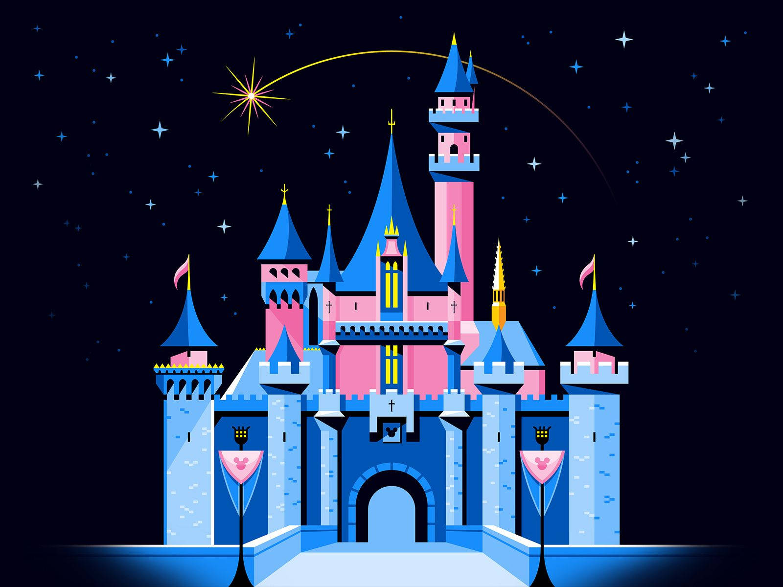 Download Blue Disneyland Castle And Stars Wallpaper 