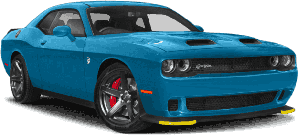 Blue Dodge Challenger S R T Angled View PNG