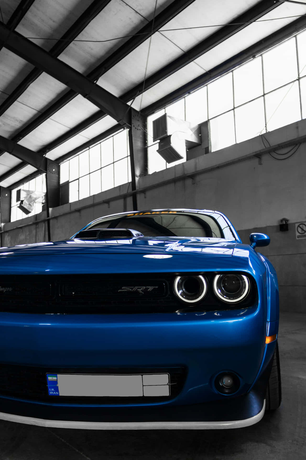 Blue Dodge Challenger S R Tin Garage.jpg Wallpaper