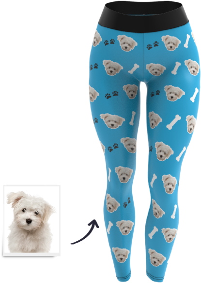 Blue Dog Print Leggings Design PNG