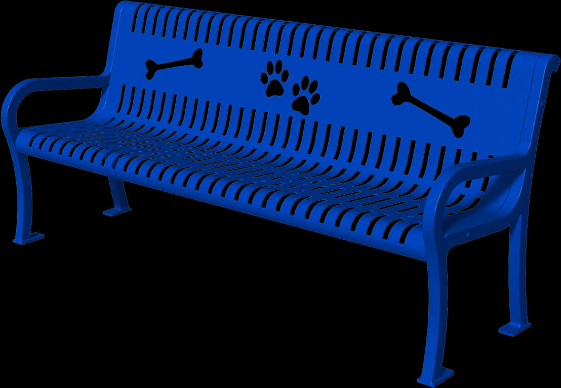 Blue Dog Themed Park Bench PNG