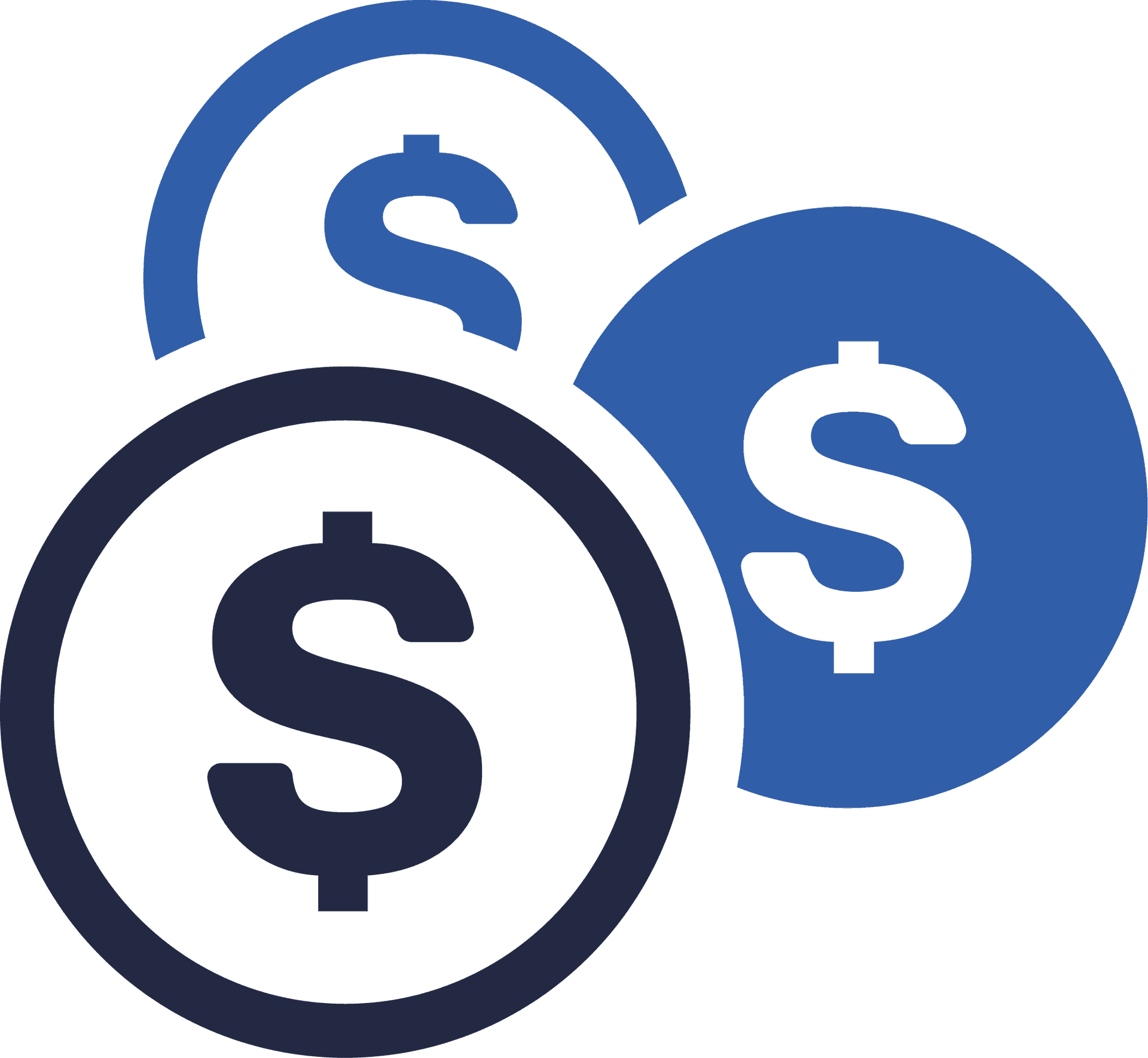Blue Dollar Signs Icon PNG