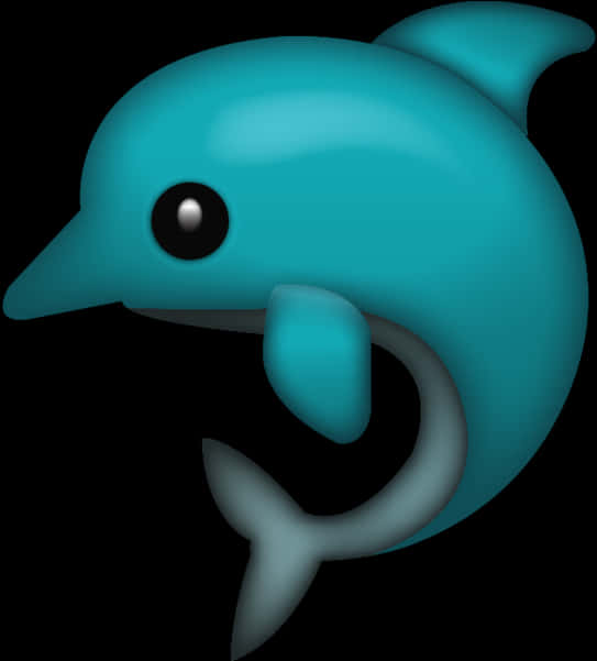 Blue Dolphin Emoji Graphic PNG