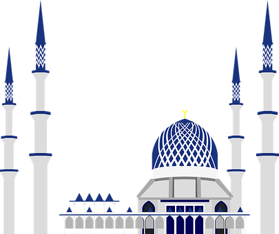 Blue Domed Mosque Illustration PNG