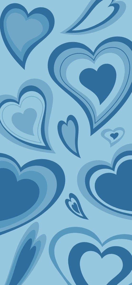 Blue Doodle Hearts Wallpaper
