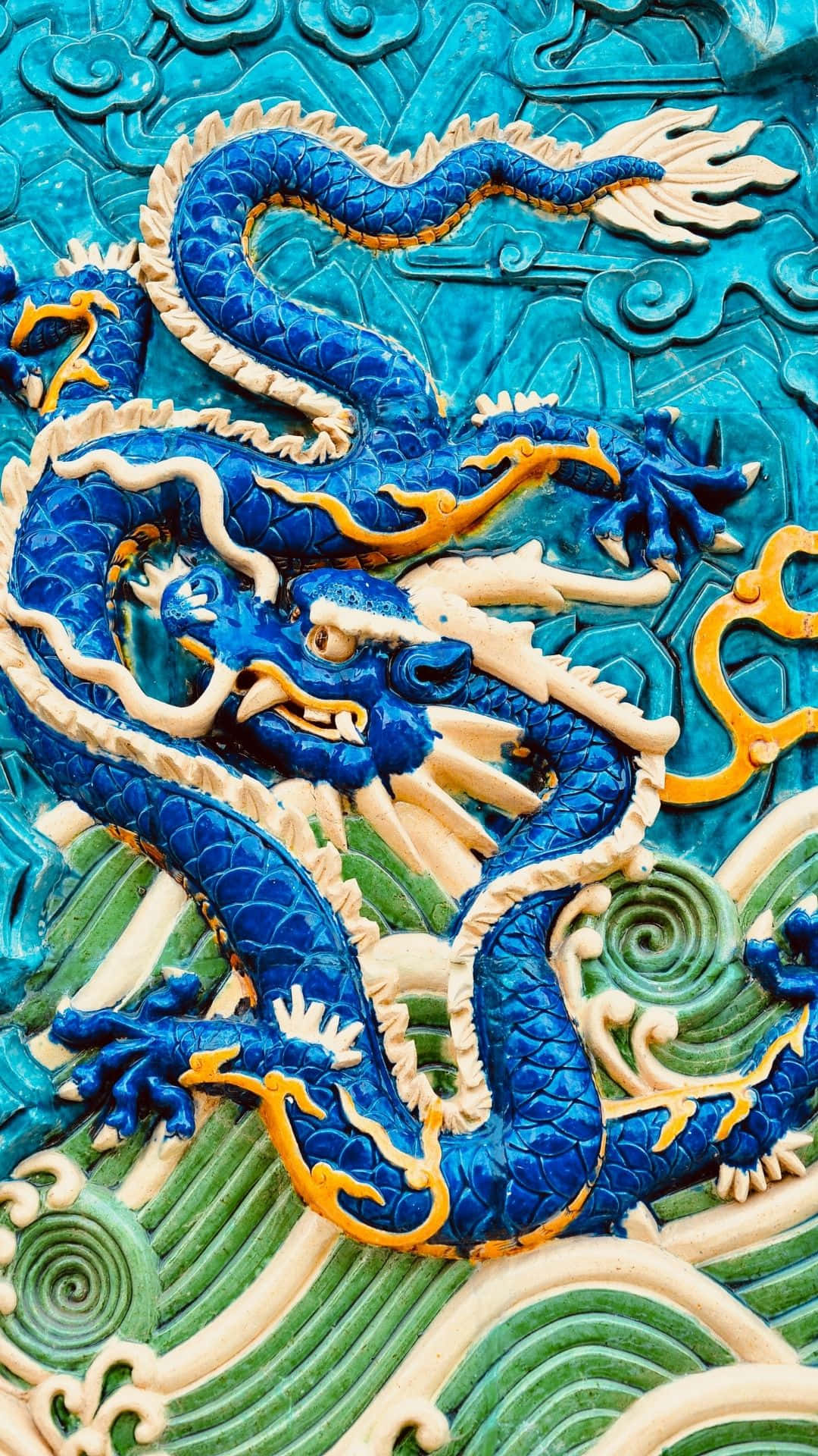 Majestic Blue Dragon soaring across the sky Wallpaper
