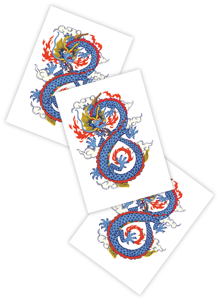 Blue Dragon Tattoo Design Cards PNG