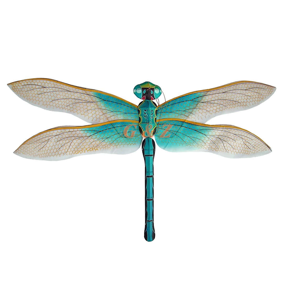 A majestic bluewinged dragonfly perched atop a pale green leaf Wallpaper