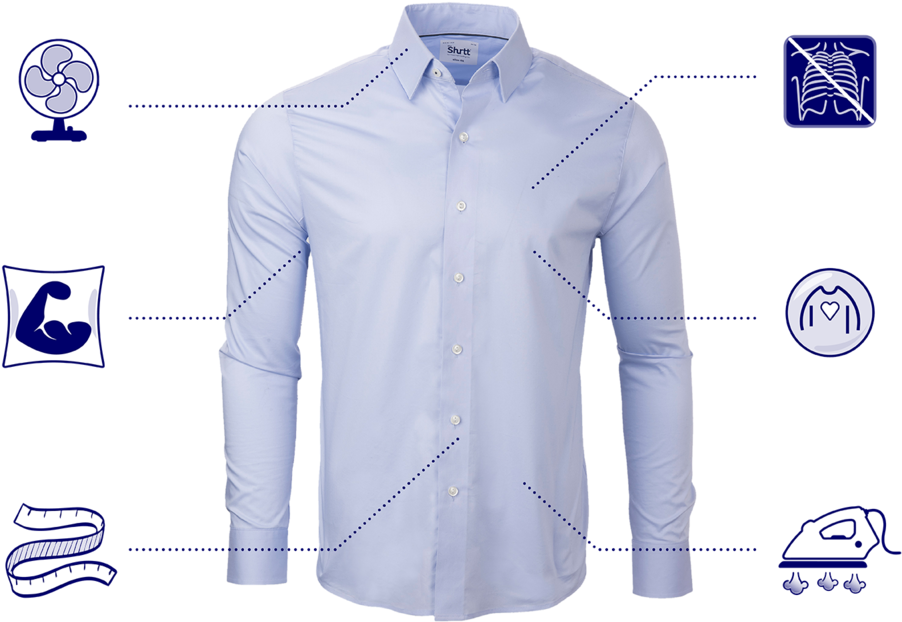Blue Dress Shirt Featuresand Care PNG