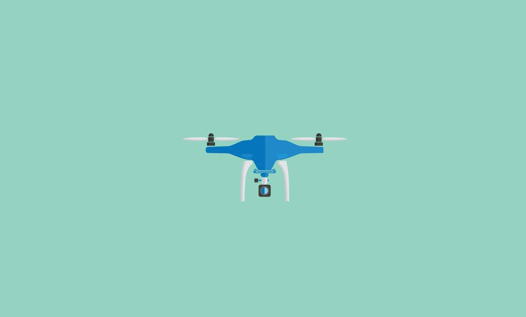 Blue Drone Isolatedon Teal Background Wallpaper