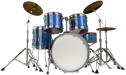 Blue Drum Set Isolatedon Black PNG