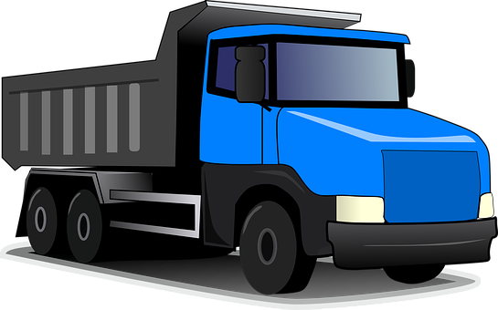 Blue Dump Truck Vector Illustration PNG