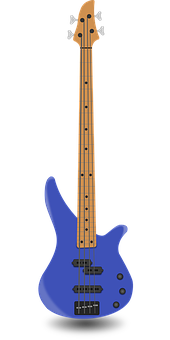 Blue Electric Bass Guitar PNG