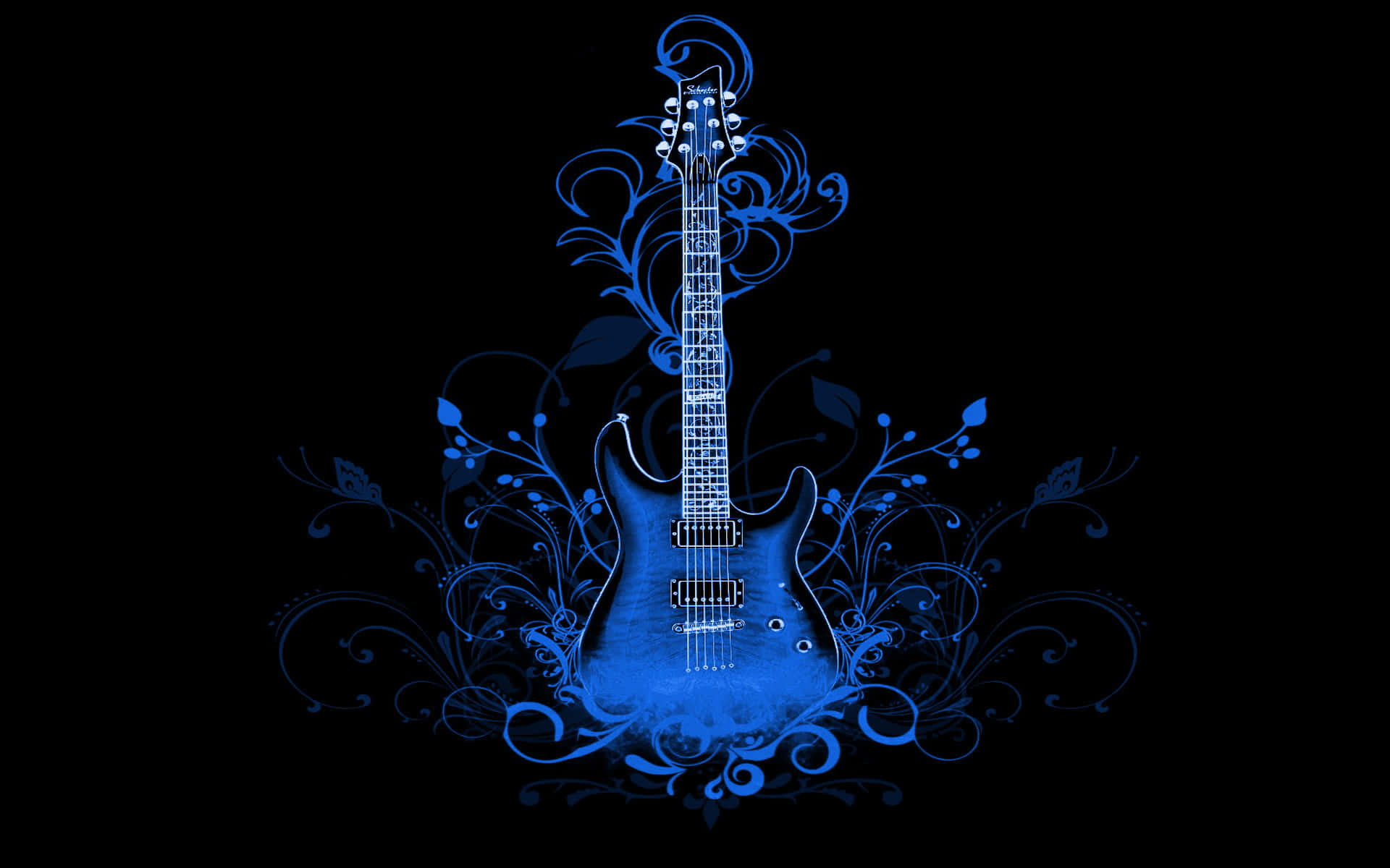Blue Electric Guitar Artwork Wallpaper