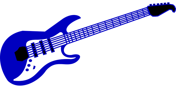 Blue Electric Guitar Illustration PNG