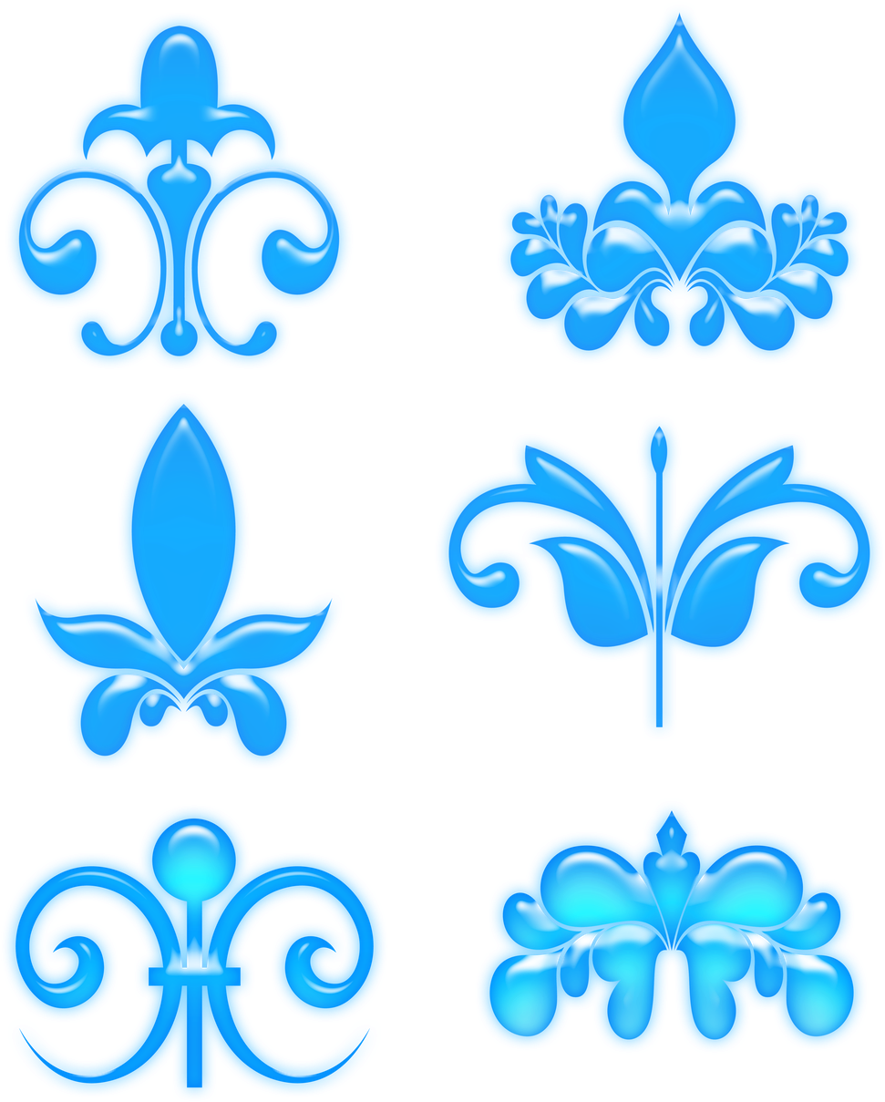 Blue Elegant Design Elements PNG