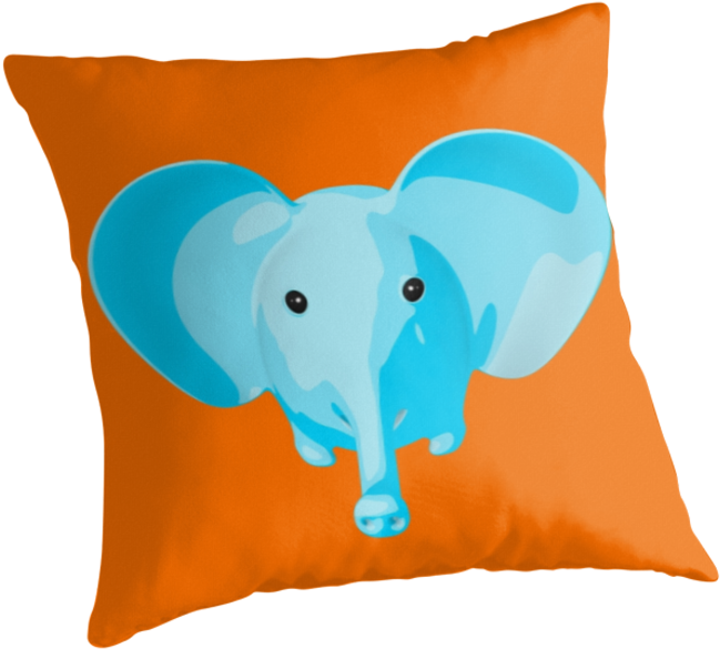 Blue Elephant Cartoon Cushion PNG