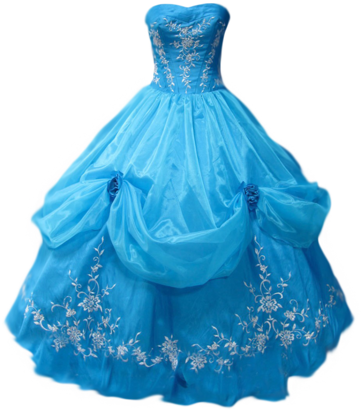 Blue Embroidered Ball Gown Dress PNG
