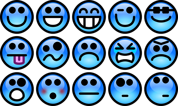 Blue Emoji Expressions Set PNG