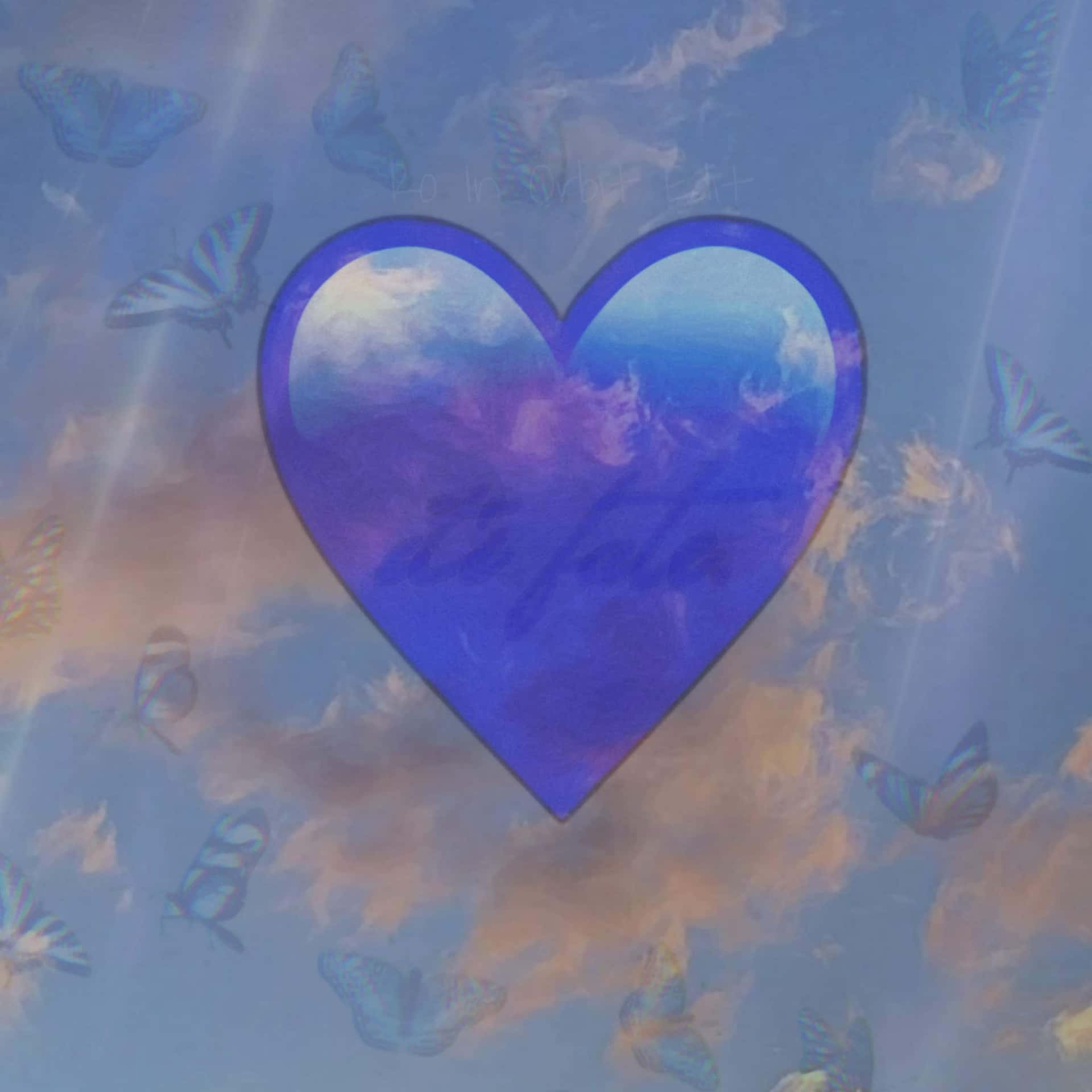 Fondode Pantalla Azul Con Corazón De Emoji Fondo de pantalla