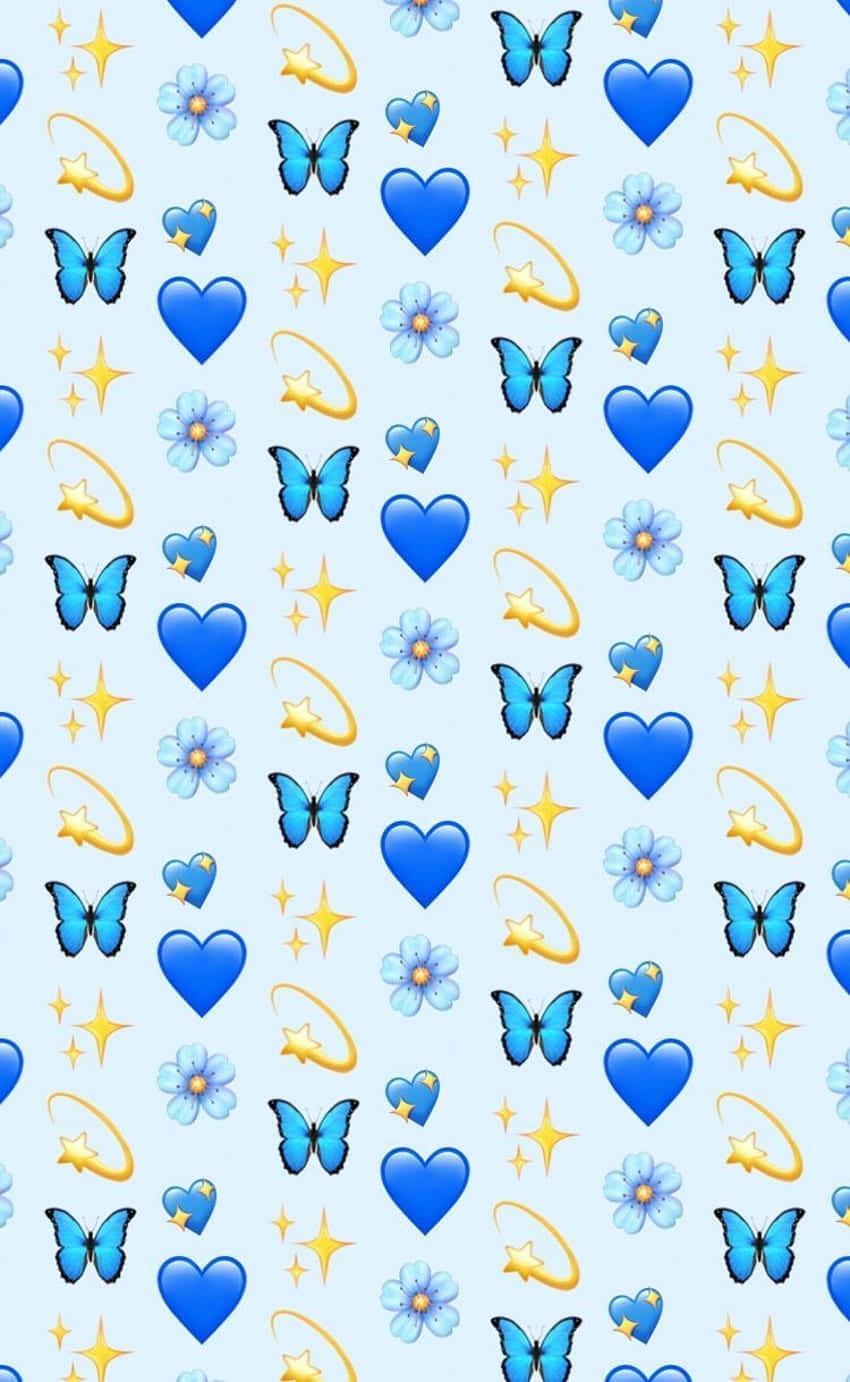 Blue Emoji Pattern Background Wallpaper