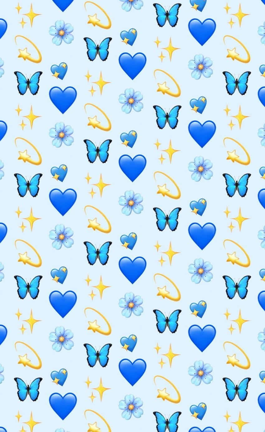 Latar Belakang Pola Emoji Biru Wallpaper