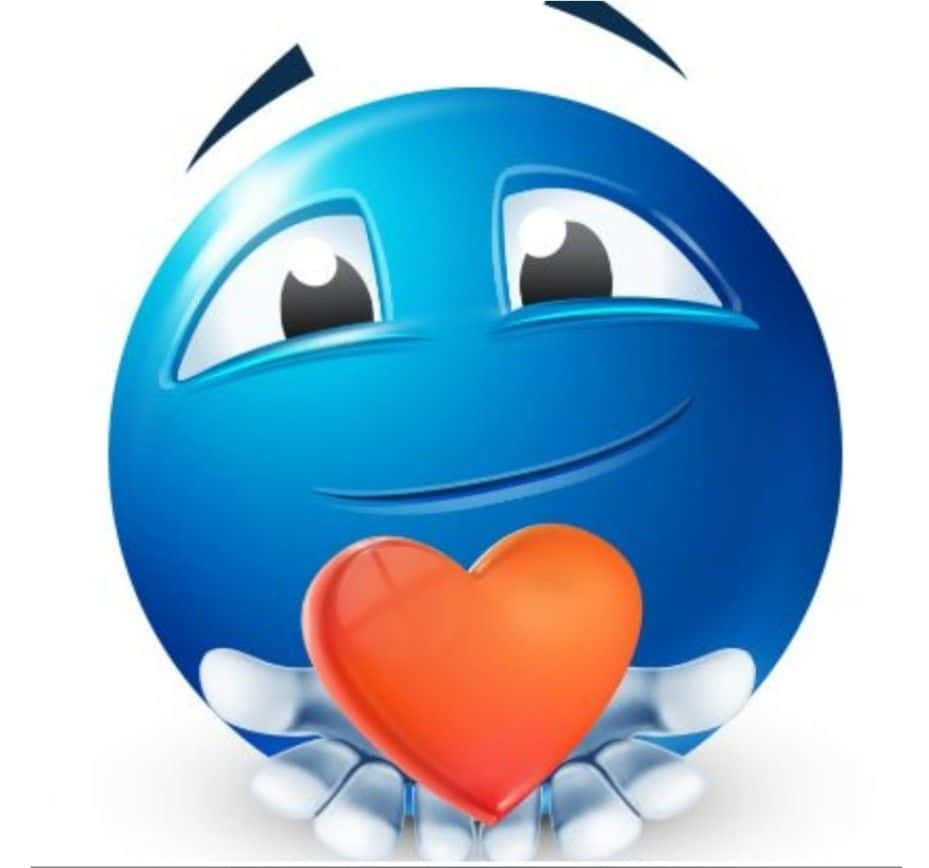 Blue Emoticon Holding Heart Wallpaper