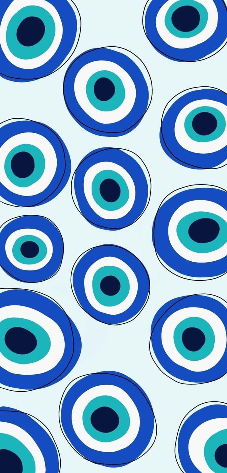 Blue Evil Eye Pattern Background Wallpaper