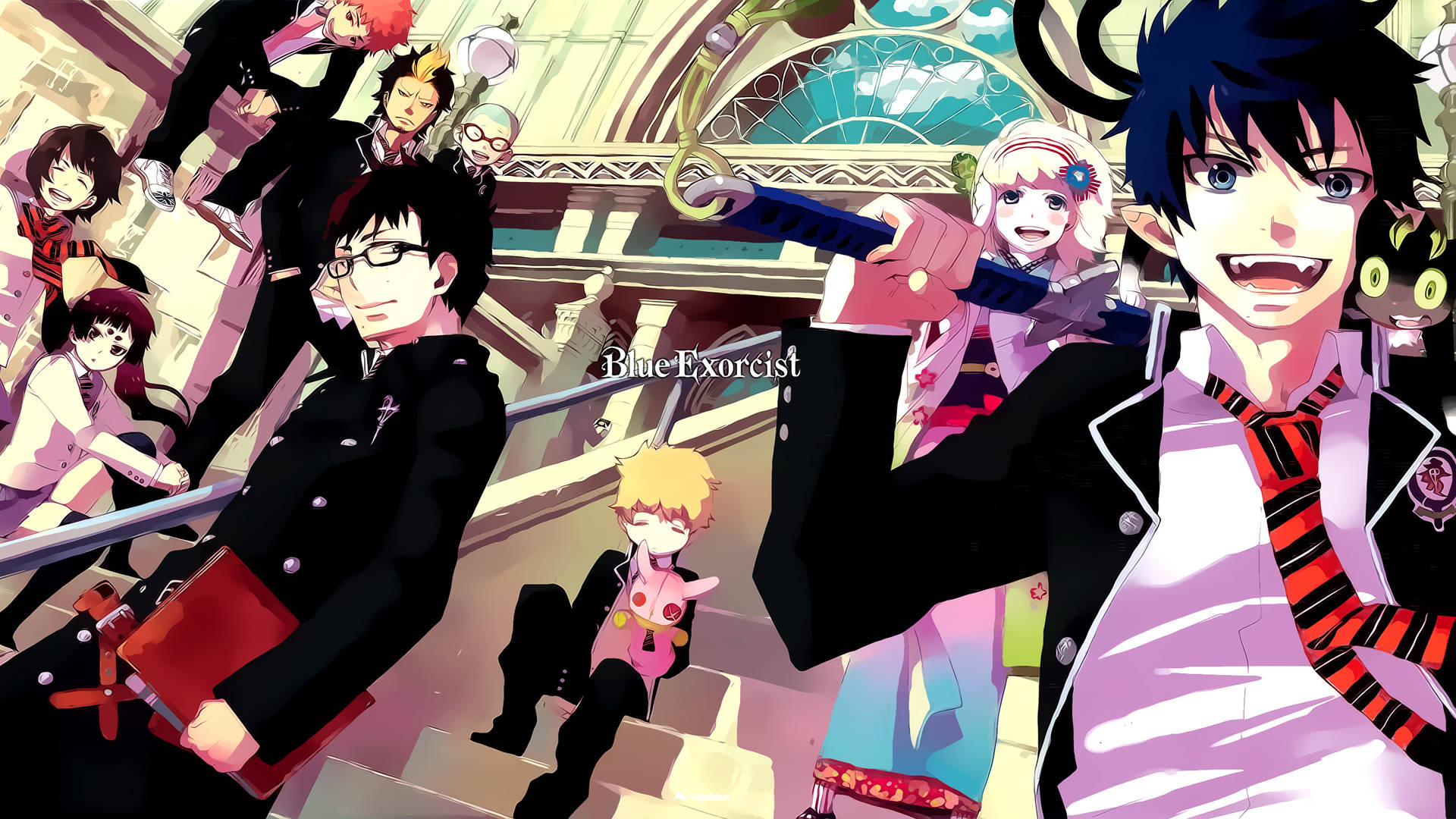 Rin and Friends in Blue Exorcist Wallpaper