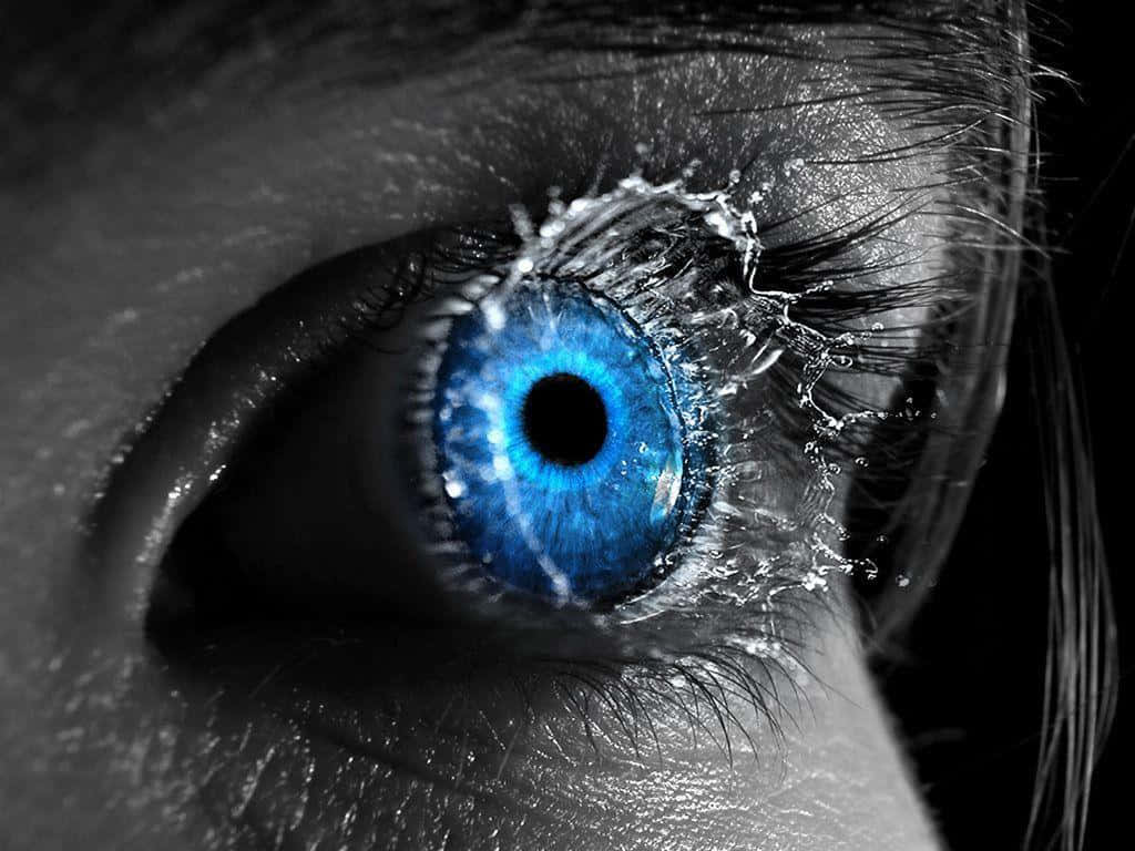 Blue Eye With Nice Splash Effects Wallpaper