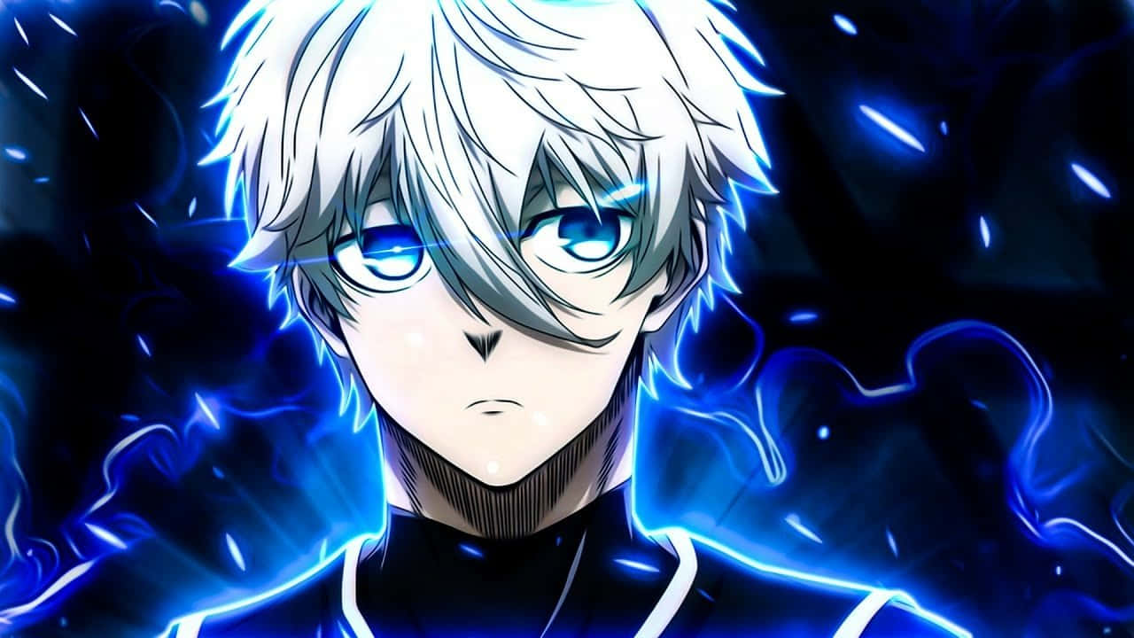 Blue Eyed Anime Character Electric Aura Wallpaper