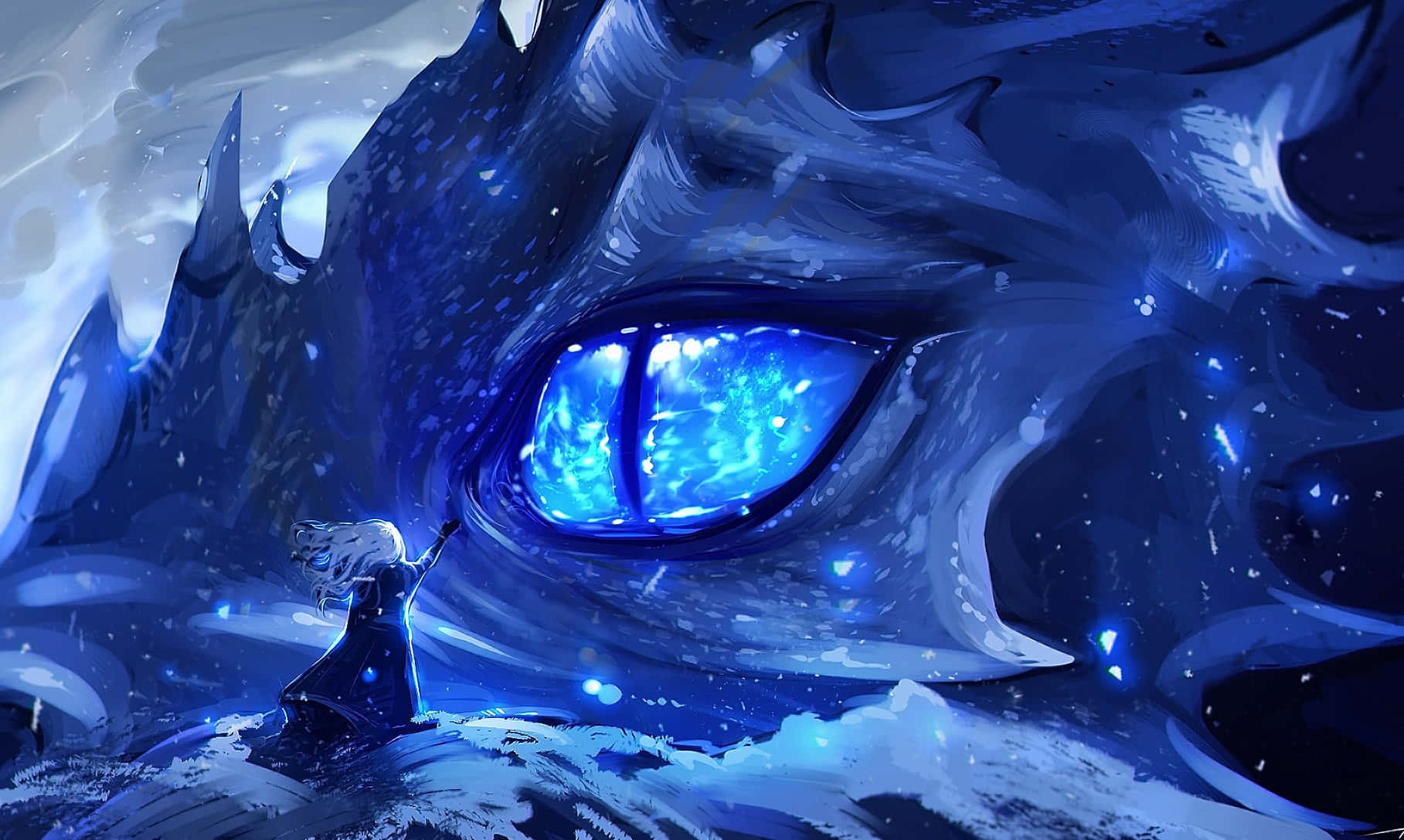 Blue Eyed Dragon Anime  Art Wallpaper