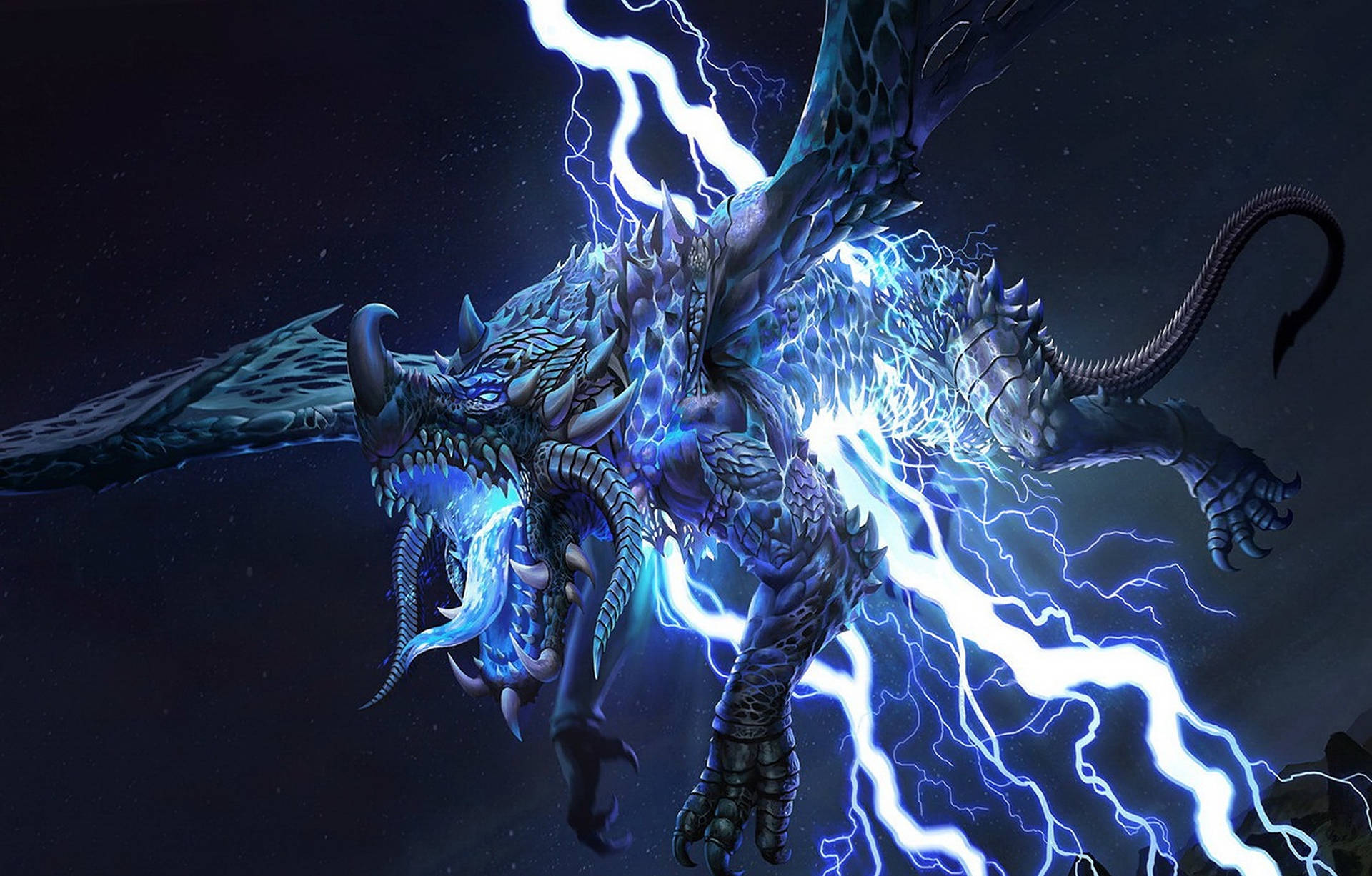 Blue Eyed Lightning Dragon Wallpaper