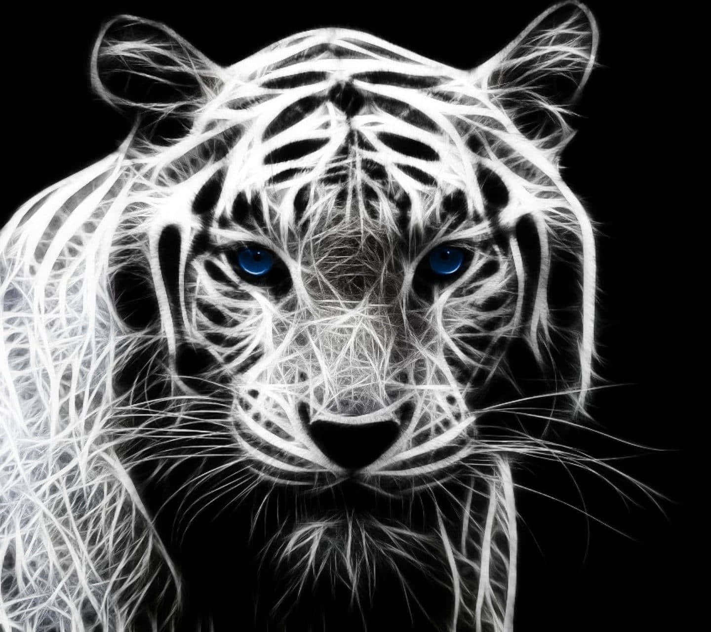 Blue Eyed White Tiger Artwork Wallpaper