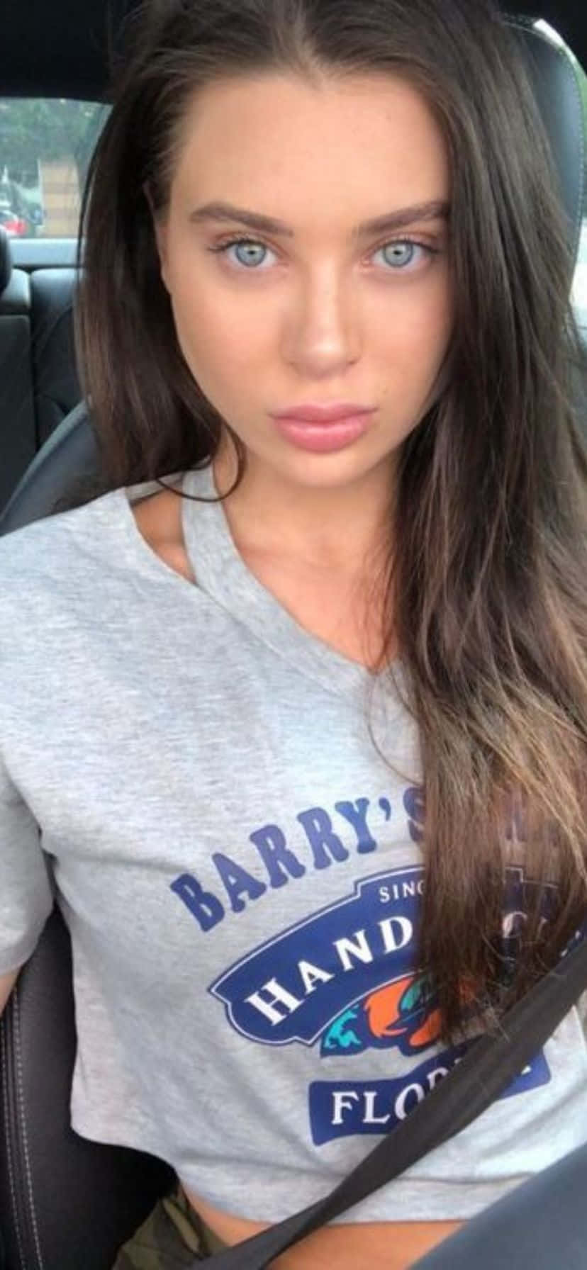 Blue Eyed Woman Car Selfie Wallpaper